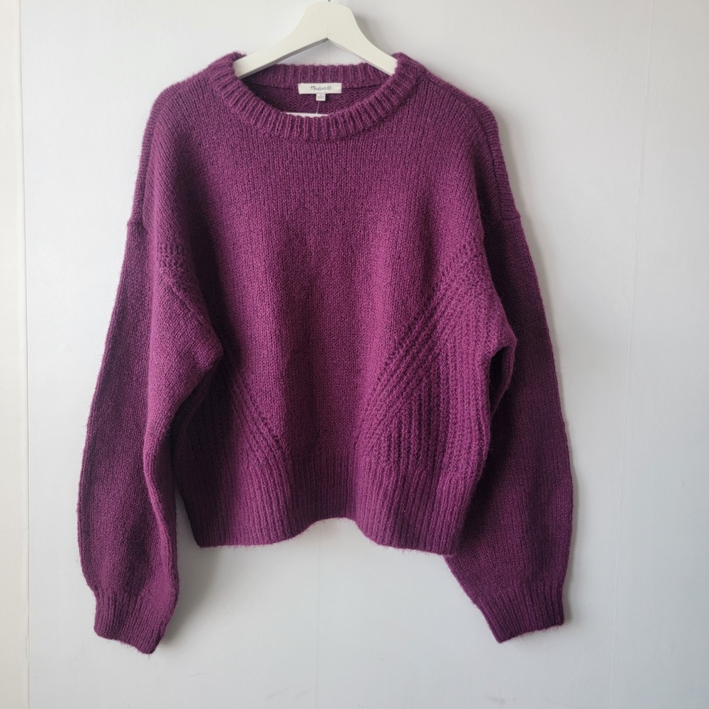 madewell women's Wool-Blend Wedge Sweater size L Relaxed fit crewneck N0056